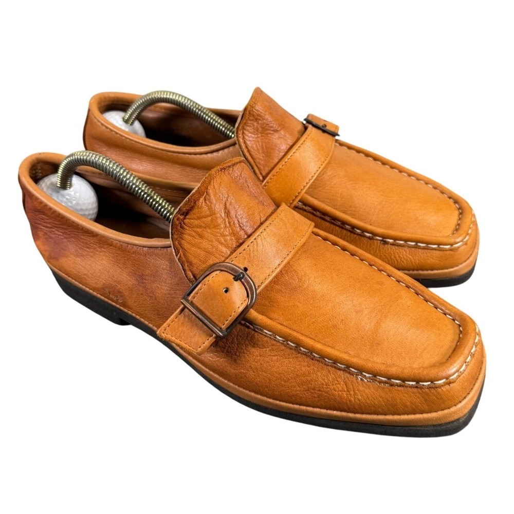Vtg 60s Mason's Shoes Leather‎ Moc Toe Dress buckle Loafers 9.5 made in usa